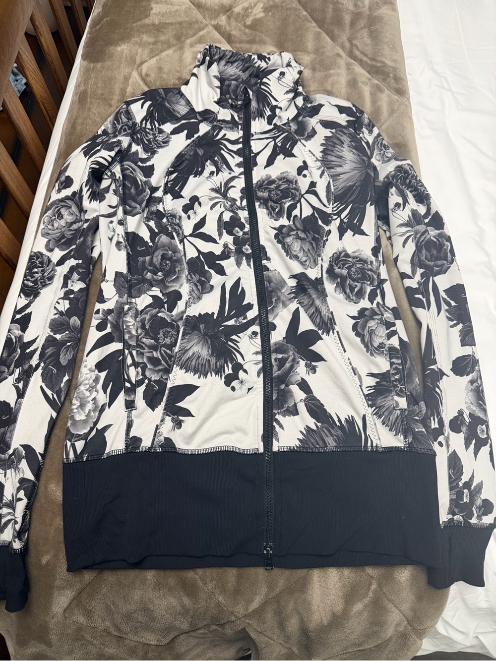 lululemon athletica Black & White Floral Zip Up